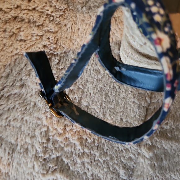 MIA Size 10 Blue Floral Strappy Tan Espadrille Wedge - Picture 7 of 8